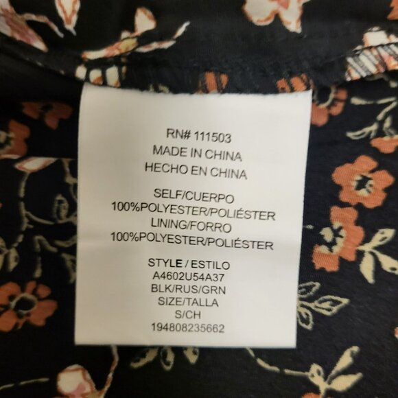 Lily Rose Long Sleeve Cinch Front Baby Doll Dress Black Floral Juniors Small S - Picture 16 of 16